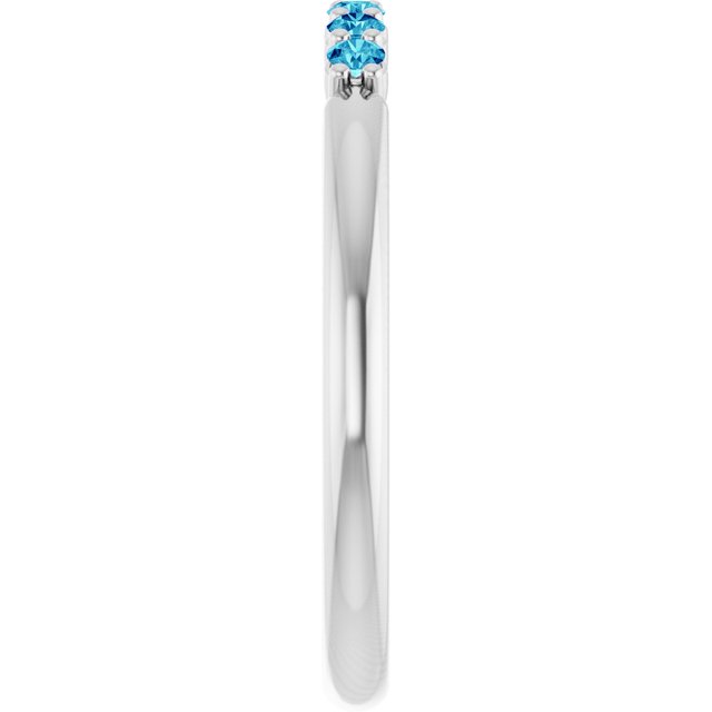 Round Blue Zircon Stackable Ring in Gold and Platinum