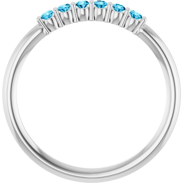 Round Aquamarine Stackable Ring in Gold and Platinum