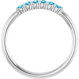 Round Aquamarine Stackable Ring in Gold and Platinum