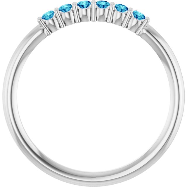 Round Blue Zircon Stackable Ring in Gold and Platinum