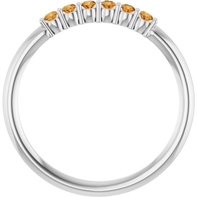 Round Citrine Stackable Ring in Gold and Platinum