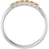 Round Citrine Stackable Ring in Gold and Platinum