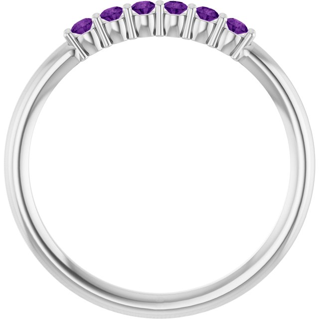 Round Amethyst Stackable Ring in Gold and Platinum