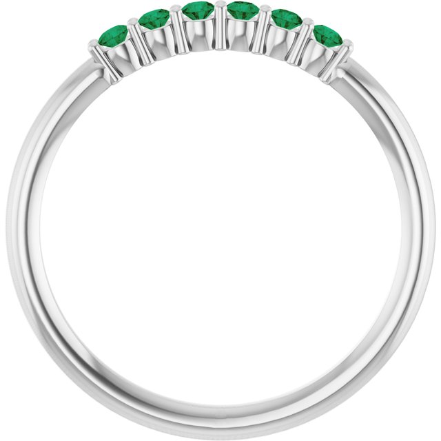Round Emerald Stackable Ring in Gold and Platinum
