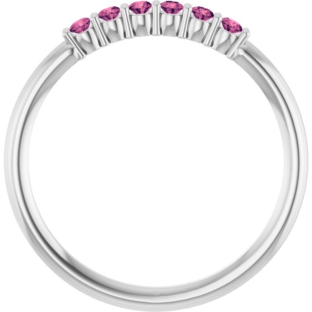 Round Pink Tourmaline Stackable Ring in Gold and Platinum