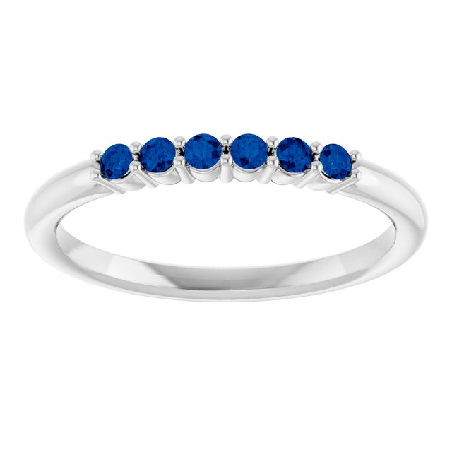 Round Blue Sapphire Stackable Ring in Gold and Platinum