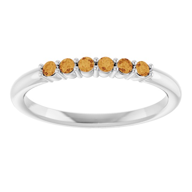 Round Citrine Stackable Ring in Gold and Platinum