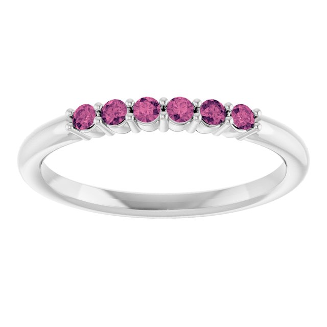 Round Pink Tourmaline Stackable Ring in Gold and Platinum