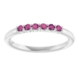 Round Pink Tourmaline Stackable Ring in Gold and Platinum