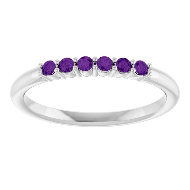 Round Amethyst Stackable Ring in Gold and Platinum