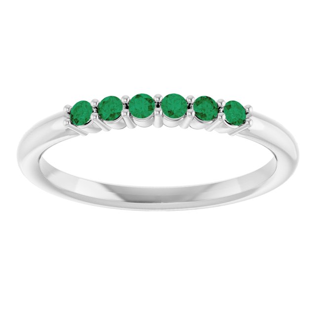 Round Emerald Stackable Ring in Gold and Platinum