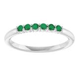 Round Emerald Stackable Ring in Gold and Platinum