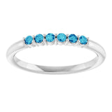 Round Blue Zircon Stackable Ring in Gold and Platinum