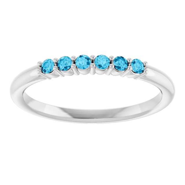 Round Aquamarine Stackable Ring in Gold and Platinum