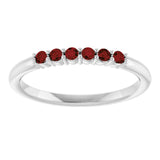 Round Mozambique Garnet Stackable Ring in Gold and Platinum