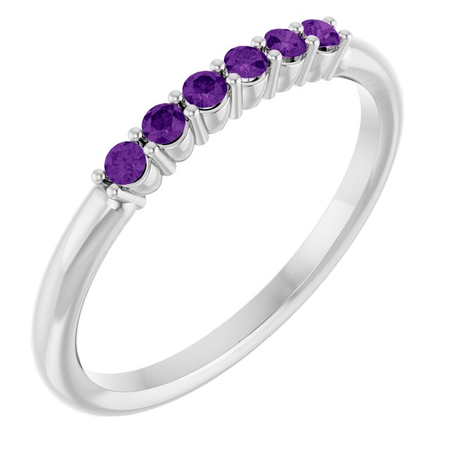 Round Amethyst Stackable Ring in Gold and Platinum