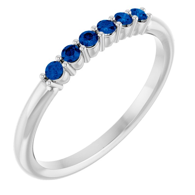 Round Blue Sapphire Stackable Ring in Gold and Platinum