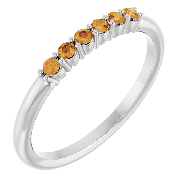 Round Citrine Stackable Ring in Gold and Platinum