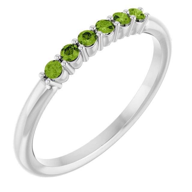 Round Peridot Stackable Ring in Gold and Platinum