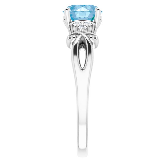 Round Blue Topaz & Diamond Accented Ring in Gold and Platinum