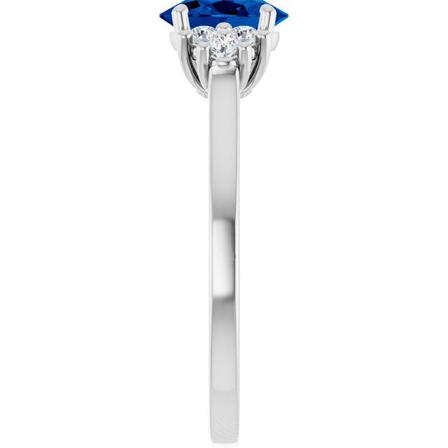 Oval Blue Sapphire Accented Ring with Diamond Accents in Gold
