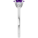 Oval Amethyst & Diamond Accented Ring in Gold and Platinum
