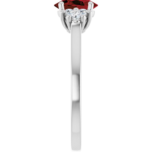 Oval Mozambique Garnet & Diamond Accented Ring in Gold and Platinum