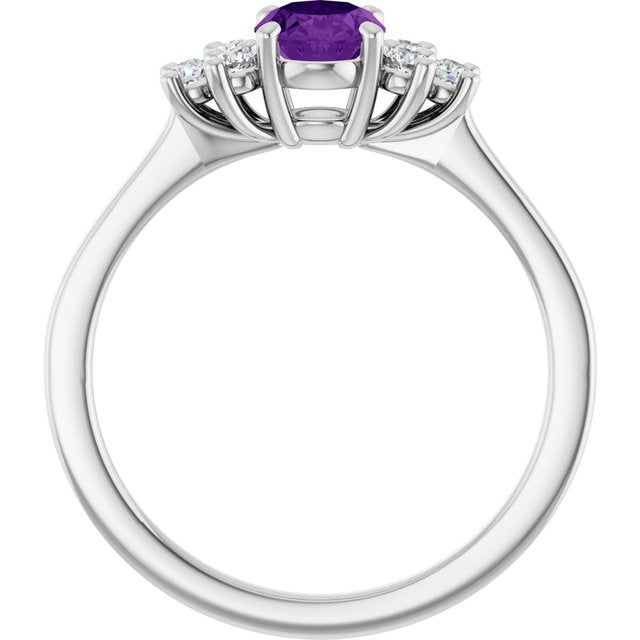 Oval Amethyst & Diamond Accented Ring in Gold and Platinum