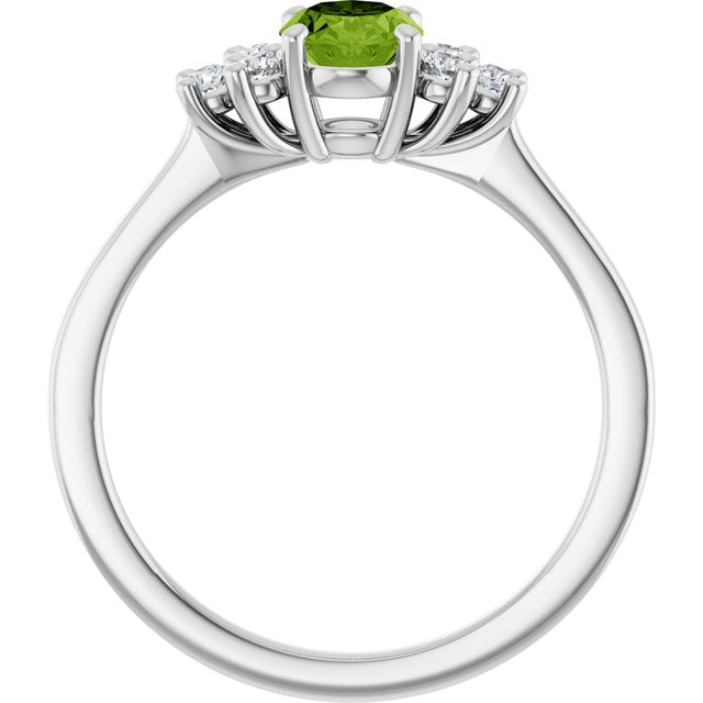 Oval Peridot & Diamond Accented Ring in Gold and Platinum
