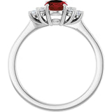 Oval Mozambique Garnet & Diamond Accented Ring in Gold and Platinum