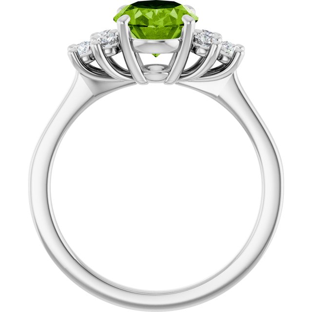Oval Peridot Accented Ring with Diamond Accents in Gold