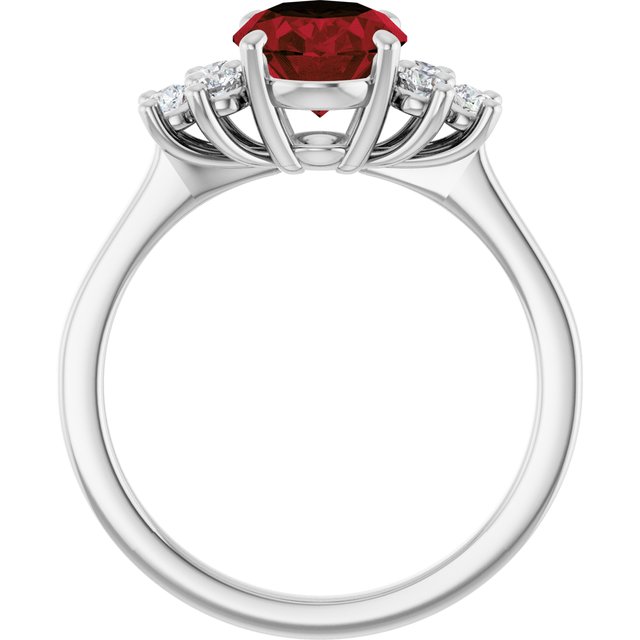Oval Mozambique Garnet Accented Ring with Diamond Accents in Gold