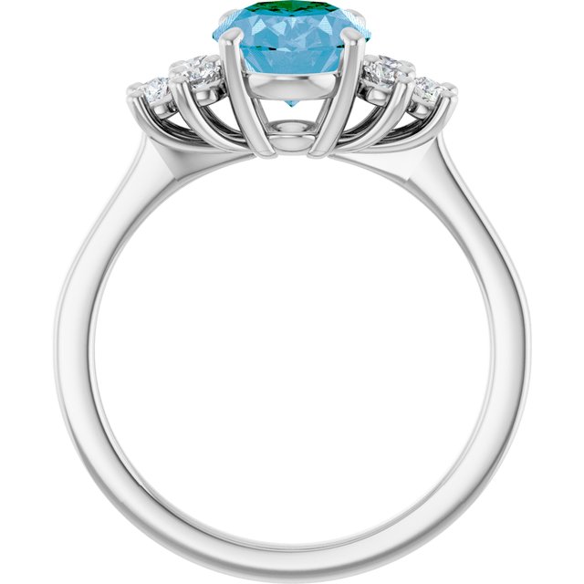 Oval Swiss Blue Topaz Accented Ring with Diamond Accents in Gold