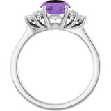 Oval Amethyst Accented Ring with Diamond Accents in Gold