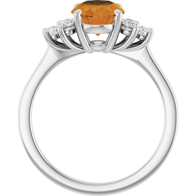 Oval Citrine Accented Ring with Diamond Accents in Gold