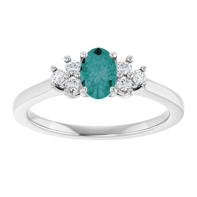 Oval Lab-Grown Alexandrite & Diamond Accented Ring in Gold