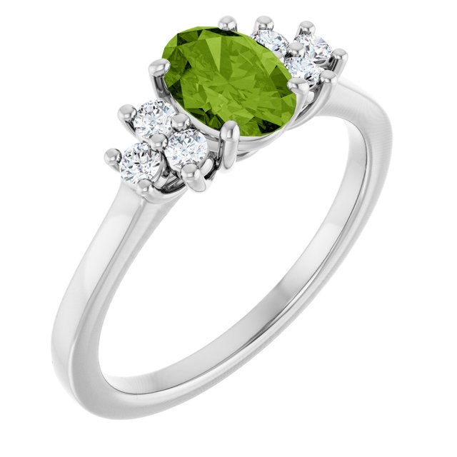 Oval Peridot & Diamond Accented Ring in Gold and Platinum