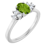 Oval Peridot & Diamond Accented Ring in Gold and Platinum