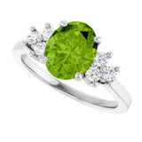 Oval Peridot Accented Ring with Diamond Accents in Gold