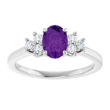 Oval Amethyst & Diamond Accented Ring in Gold and Platinum