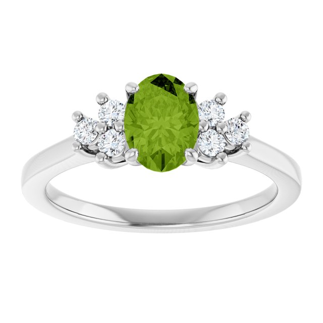 Oval Peridot & Diamond Accented Ring in Gold and Platinum
