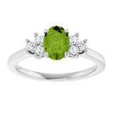 Oval Peridot & Diamond Accented Ring in Gold and Platinum