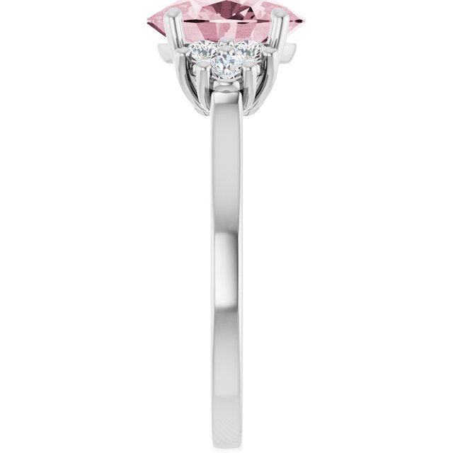 Oval Pink Mandganite Accented Ring with Diamond Accents in Gold