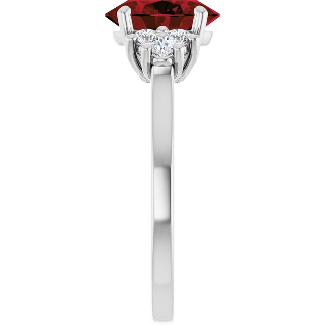 Oval Mozambique Garnet Accented Ring with Diamond Accents in Gold