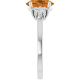 Oval Citrine Accented Ring with Diamond Accents in Gold