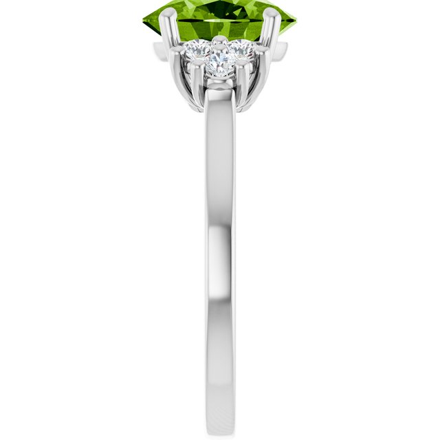 Oval Peridot Accented Ring with Diamond Accents in Gold