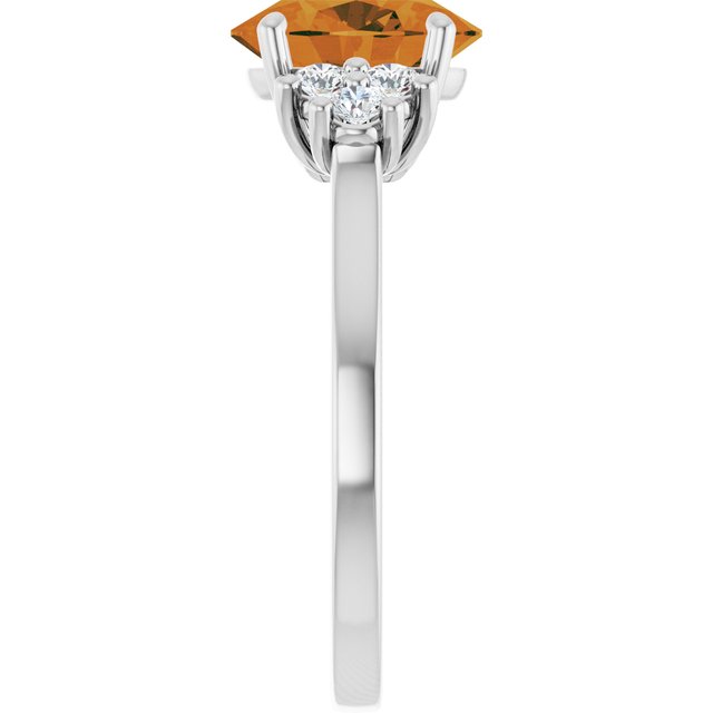 Oval Citrine Accented Ring with Diamond Accents in Gold