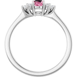 Oval Pink Tourmaline Accented Ring with Diamond Accents in Gold