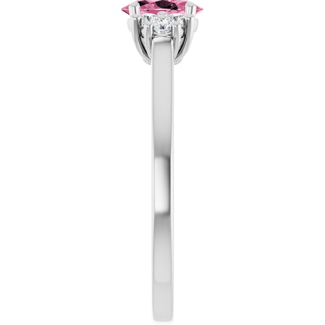 Oval Pink Tourmaline Accented Ring with Diamond Accents in Gold