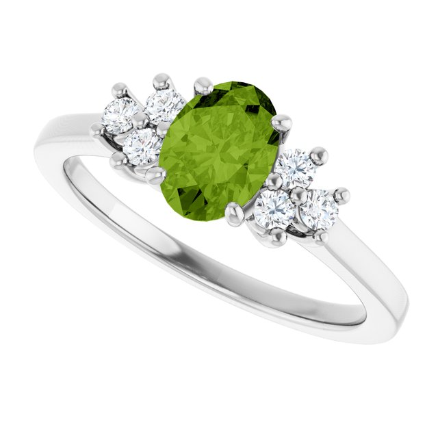Oval Peridot & Diamond Accented Ring in Gold and Platinum